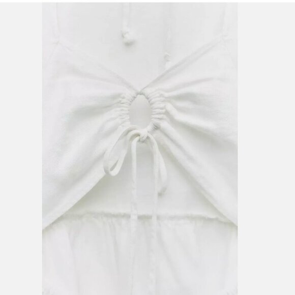 ZARA LINEN BLEND PEPLUM TOP SIZE M NEW WITH TAG! - Picture 3 of 5